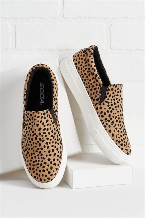 ladies leopard print sneakers|women's leopard slip on sneakers.